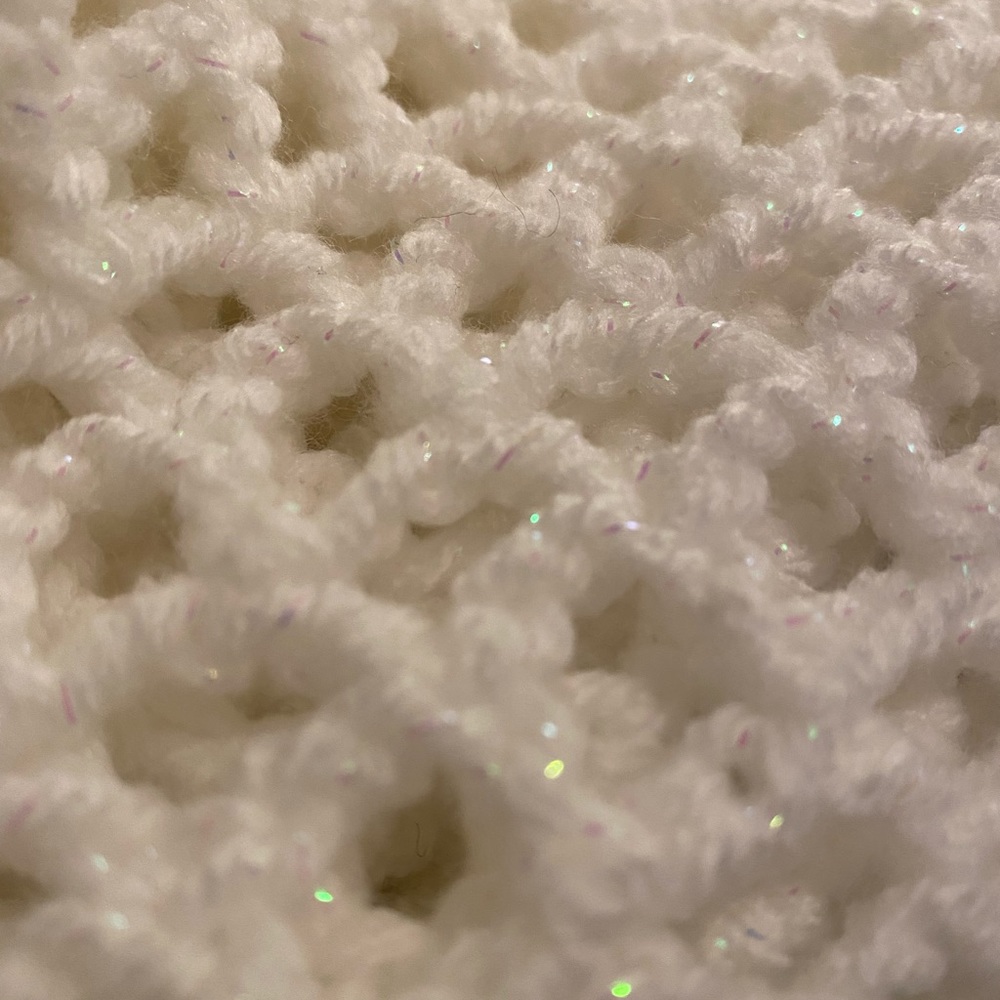 Handmade Crocheted Infinity Scarf White with Metallic Sparkle and Shine - Picture 5 of 7
